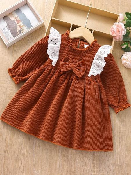 baby bow front eyelet embroidery ruffle trim corduroy dress she, Red;yellow
baby bow front eyelet embroidery ruffle trim corduroy dress she, Red;yellow
