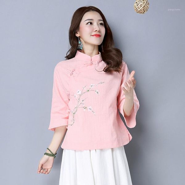 2020 summer women's retro chinese style tang suit stand collar printed loose cotton linen women traditional, Red
2020 summer women's retro chinese style tang suit stand collar printed loose cotton linen women traditional, Red