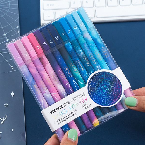 12 pcs/box Creative Starry Sky Purple Constellation Series Set Gel Pens School Office Writing Stationery Ink Pen Gifts Supplies
12 pcs/box Creative Starry Sky Purple Constellation Series Set Gel Pens School Office Writing Stationery Ink Pen Gifts Supplies