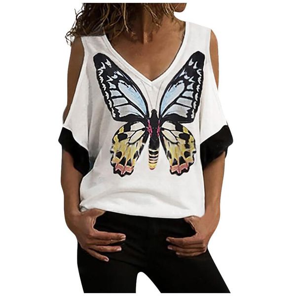 summer for womens and blouses 2020 tunic butterfly print cold shoulder cross short sleeve tee shirt woman clothes, White
summer for womens and blouses 2020 tunic butterfly print cold shoulder cross short sleeve tee shirt woman clothes, White