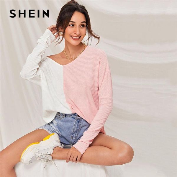 shein multicolor v-neck two tone rib-knit tee women autumn drop shoulder long sleeve colorblock casual t-shirt 1, White
shein multicolor v-neck two tone rib-knit tee women autumn drop shoulder long sleeve colorblock casual t-shirt 1, White