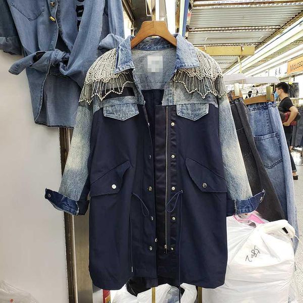 harajuku trench coat woman 2020 spring autumn new shoulder diamond set beads denim waist drawstring medium-length trench1, Tan;black
harajuku trench coat woman 2020 spring autumn new shoulder diamond set beads denim waist drawstring medium-length trench1, Tan;black