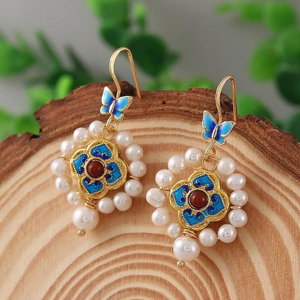 retro drop earrings for women gift party freshwater pearl earrings blue enamel light luxury jewelry handmade design 2020, Silver
retro drop earrings for women gift party freshwater pearl earrings blue enamel light luxury jewelry handmade design 2020, Silver