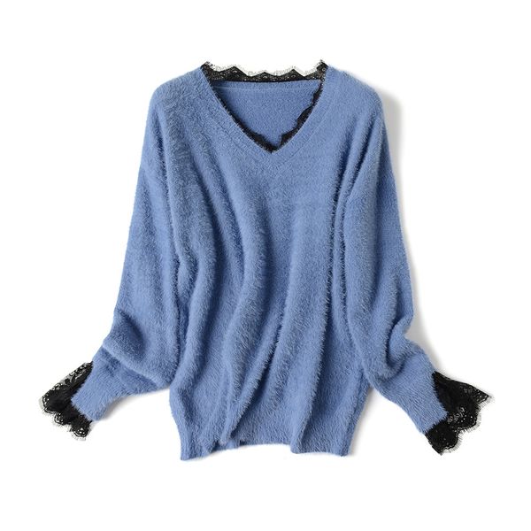 2021 new v neck women cashmere sweater autumn winter warm fluffy pullovers knitted lace soft female jumper mujer jersey lms7, White;black
2021 new v neck women cashmere sweater autumn winter warm fluffy pullovers knitted lace soft female jumper mujer jersey lms7, White;black