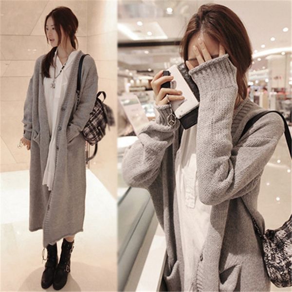 korean autumn coat and winter fashion korean version of super long thickened large loose sweater coat women's cardigan sweater pozur, White;black
korean autumn coat and winter fashion korean version of super long thickened large loose sweater coat women's cardigan sweater pozur, White;black