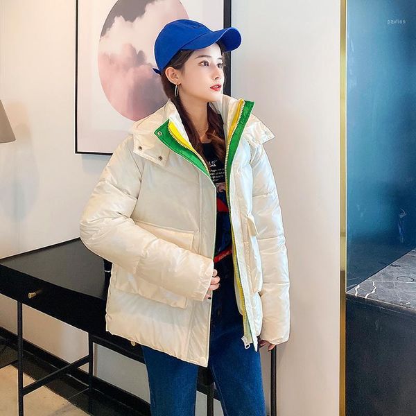 2021 new women winter jacket loose parkas glossy hooded down cotton big pocket coat half stand collar parkas zipper padded coats1, Black
2021 new women winter jacket loose parkas glossy hooded down cotton big pocket coat half stand collar parkas zipper padded coats1, Black