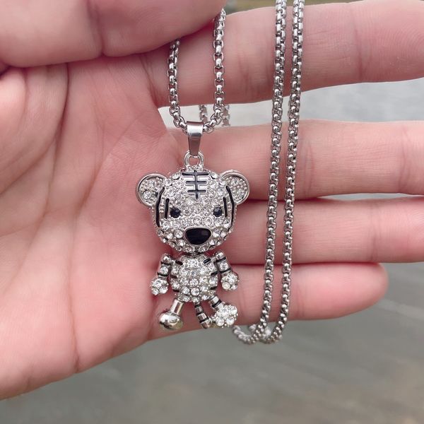 new cute tiger benmingnian necklace men's fashion personality limbs movable pendant small long sweater chain women, Silver
new cute tiger benmingnian necklace men's fashion personality limbs movable pendant small long sweater chain women, Silver