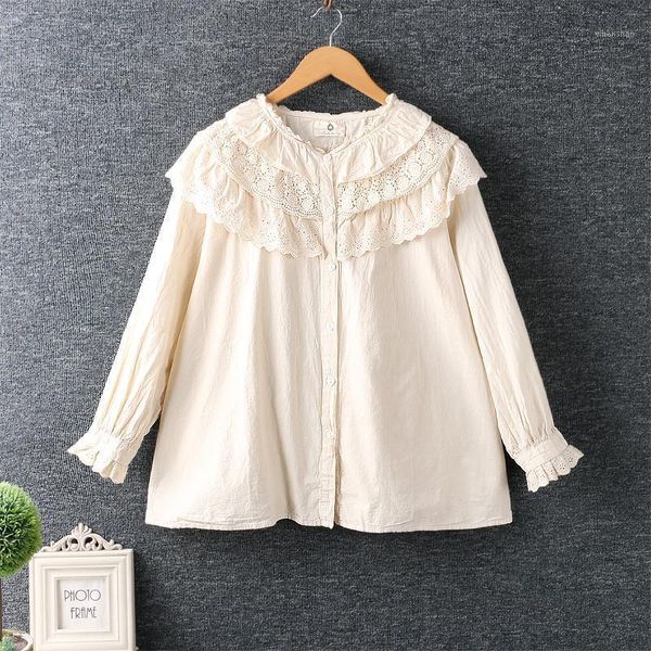 2021 new autumn shirt women sweet small fresh layer embroidery lace long sleeve loose cotton shirt female1, White
2021 new autumn shirt women sweet small fresh layer embroidery lace long sleeve loose cotton shirt female1, White