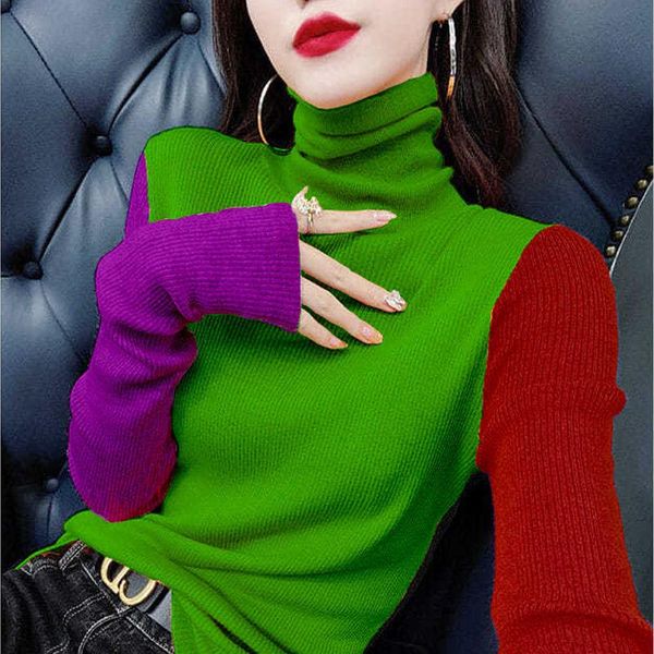 women's sweaters women kintted bottoming sweater contrast color pullover woman long sleeve high collar jumper street clothing, White;black
women's sweaters women kintted bottoming sweater contrast color pullover woman long sleeve high collar jumper street clothing, White;black