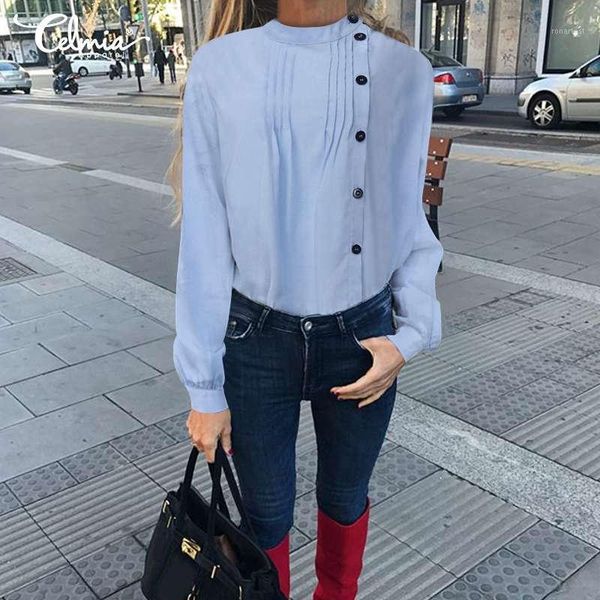 plus size women 2020 vintage blouses celmia casual long sleeve shirts elegant stand collar solid buttons blusas femme 5xl1, White
plus size women 2020 vintage blouses celmia casual long sleeve shirts elegant stand collar solid buttons blusas femme 5xl1, White