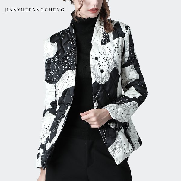 women winter down jacket fashion black-white printed new ladies warm lightly puffer coats elegant slim duck down jackets 201103
women winter down jacket fashion black-white printed new ladies warm lightly puffer coats elegant slim duck down jackets 201103