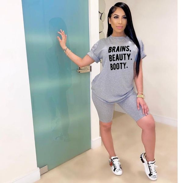 women's tracksuits 2021 fashion women tracksuit summer short sleeve letter print sports fitness outfits clothes set, Gray
women's tracksuits 2021 fashion women tracksuit summer short sleeve letter print sports fitness outfits clothes set, Gray