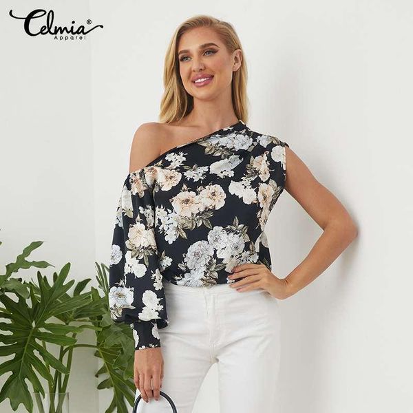 celmia fashion women satin blouses long sleeve shirts off shoulder elegant office flower print casual plus size blusas, White
celmia fashion women satin blouses long sleeve shirts off shoulder elegant office flower print casual plus size blusas, White