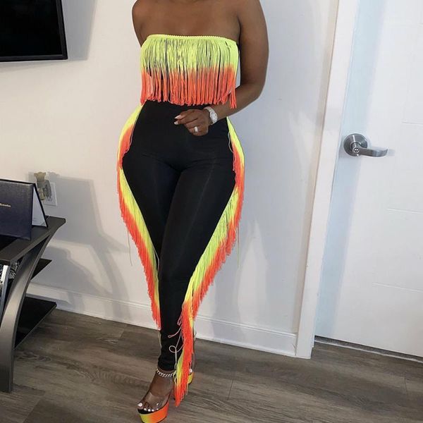 colorful tassel two piece set women clothing sets off shoulder strapless crop and pants leggings birthday club outfits1, Gray
colorful tassel two piece set women clothing sets off shoulder strapless crop and pants leggings birthday club outfits1, Gray