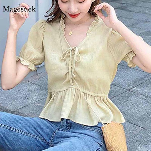 women's blouses & shirts korean style drawstring v neck puff sleeve chiffon blouse solid super short slim 2021 summer 10029, White
women's blouses & shirts korean style drawstring v neck puff sleeve chiffon blouse solid super short slim 2021 summer 10029, White