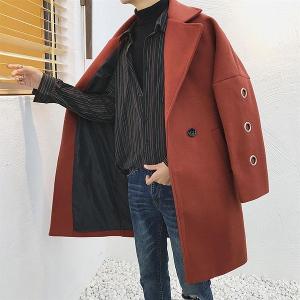 2019 autumn and winter new men's loose woolen coat fashion casual solid color mid-length windbreaker jacket red s-2xl1, Black
2019 autumn and winter new men's loose woolen coat fashion casual solid color mid-length windbreaker jacket red s-2xl1, Black