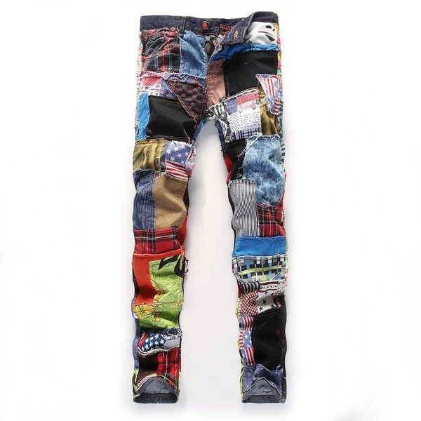men patchwork stitching denim trousers slim fit casual jeans for spring h9 201111, Blue
men patchwork stitching denim trousers slim fit casual jeans for spring h9 201111, Blue