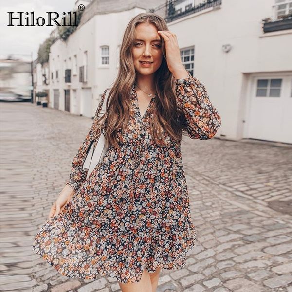 hilorill summer boho floral print dress women lantern long sleeve pleated dresses v neck beach mini dress female roupa feminina lj200820, Black;gray
hilorill summer boho floral print dress women lantern long sleeve pleated dresses v neck beach mini dress female roupa feminina lj200820, Black;gray