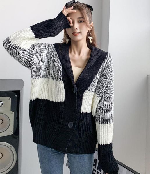 jxmyy 2020 autumn and winter black and white lazy style knitted cardigan jacket thickened loose contrast color sweater women1
jxmyy 2020 autumn and winter black and white lazy style knitted cardigan jacket thickened loose contrast color sweater women1