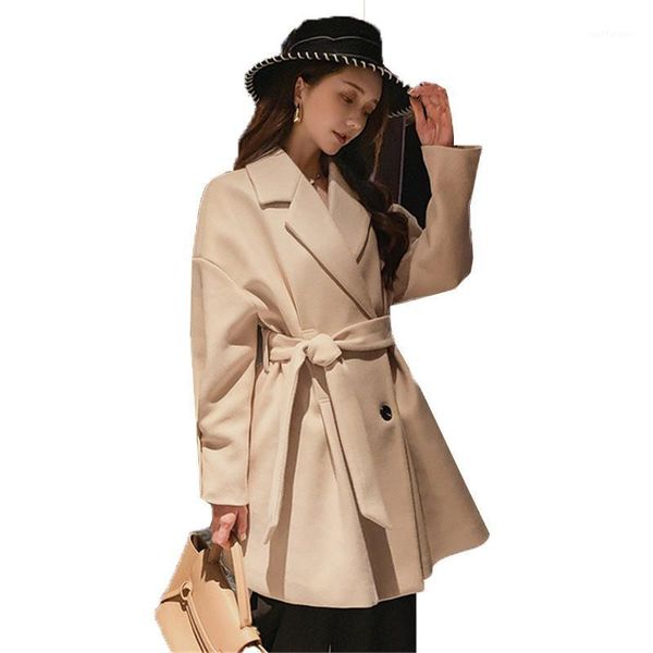 women woolen coat mid-long suit collar double-breasted belt large size jacket autumn winter fashion leisure woolen outerwear a101, Black
women woolen coat mid-long suit collar double-breasted belt large size jacket autumn winter fashion leisure woolen outerwear a101, Black