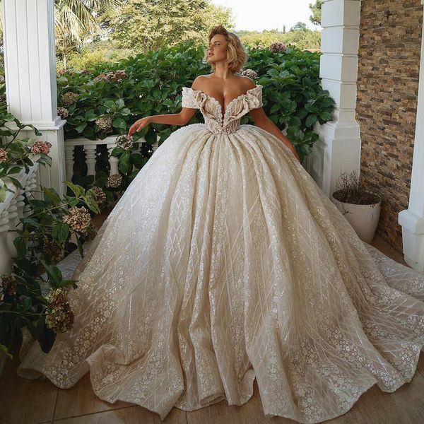 2021 luxury lace wedding dresses vintage off shoulder ball gown plus size vestido de novia custom made, White
2021 luxury lace wedding dresses vintage off shoulder ball gown plus size vestido de novia custom made, White
