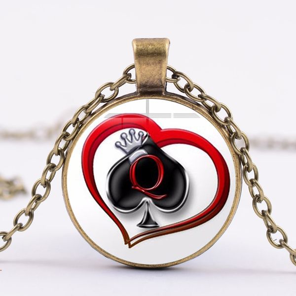 poker spades q heart necklace creative design silver color poker pendant crown glass cabochon choker lucky jewelry
poker spades q heart necklace creative design silver color poker pendant crown glass cabochon choker lucky jewelry