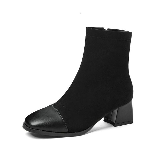 2021 new square high heel ankle pu leather + flock round toe women shoes side short boots big size 34-43 0lej, Black
2021 new square high heel ankle pu leather + flock round toe women shoes side short boots big size 34-43 0lej, Black