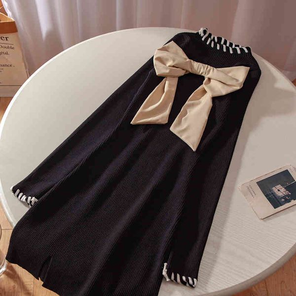 big bow stitching long sleeves dress spring ins fashion o-neck built-in slim-fit slit female bottoming dresses, Black;gray
big bow stitching long sleeves dress spring ins fashion o-neck built-in slim-fit slit female bottoming dresses, Black;gray