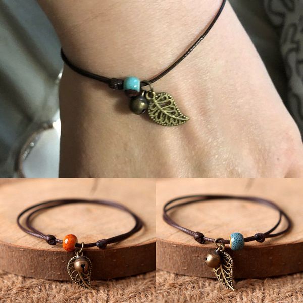 factory price anklet new fashion bohemian ceramic beaded vintage leaves pendant wax rope chain bracelet ornamen, Black
factory price anklet new fashion bohemian ceramic beaded vintage leaves pendant wax rope chain bracelet ornamen, Black