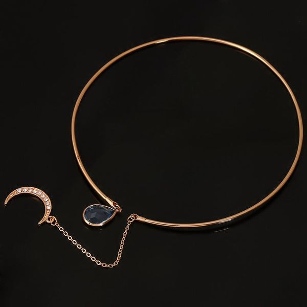 new creative moon pendant open choker necklace for ladies elegant crystal cuff collar necklace statement party fashion jewelry, Golden;silver
new creative moon pendant open choker necklace for ladies elegant crystal cuff collar necklace statement party fashion jewelry, Golden;silver