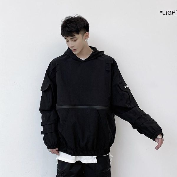 new male women streetwear hip hop loose windbreaker coat outerwear men zipper windproof casual pullover hooded jackets, Black;brown
new male women streetwear hip hop loose windbreaker coat outerwear men zipper windproof casual pullover hooded jackets, Black;brown