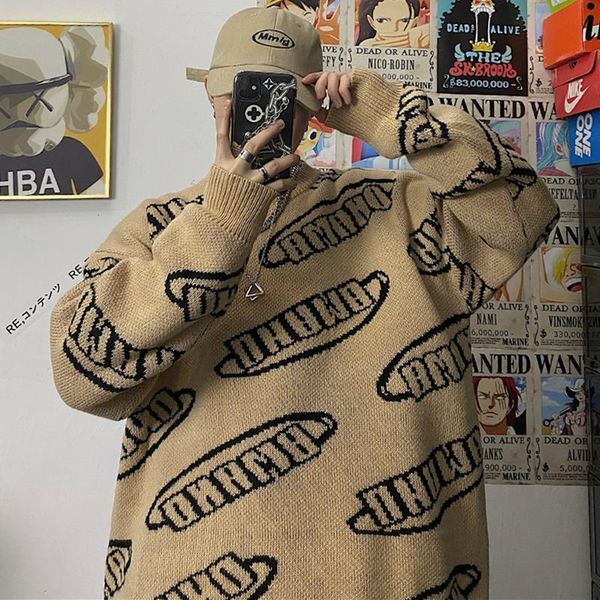 men's sweaters autumn japanese fashion vintage pullover men round neck letter jacquard acrylic knitted sweater and women, White;black
men's sweaters autumn japanese fashion vintage pullover men round neck letter jacquard acrylic knitted sweater and women, White;black