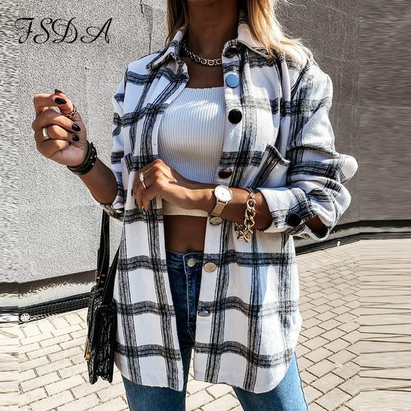 fsda long sleeve plaid jacket women autumn winter oversized fashion coat loose outwear vintage elegant streetwear 201020, Black;brown
fsda long sleeve plaid jacket women autumn winter oversized fashion coat loose outwear vintage elegant streetwear 201020, Black;brown