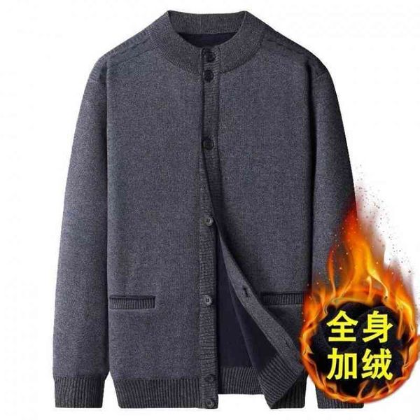 middle aged and men's cardigan father's plush thickened coat elderly grandpa warm sweater, White;black
middle aged and men's cardigan father's plush thickened coat elderly grandpa warm sweater, White;black