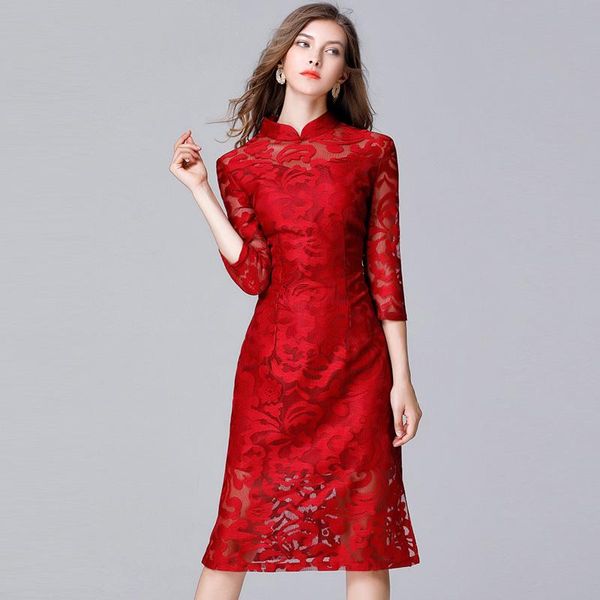 casual dresses women autumn jacquard plus size lace dress 5xl large hollow out three quarter sleeve cheongsam office lady slim, Black;gray
casual dresses women autumn jacquard plus size lace dress 5xl large hollow out three quarter sleeve cheongsam office lady slim, Black;gray