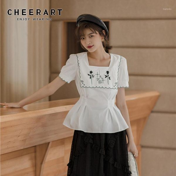 cheerart square neck floral rose embroidery blouse women summer white puff sleeve ladies korean tunic blouse short sleeve1
cheerart square neck floral rose embroidery blouse women summer white puff sleeve ladies korean tunic blouse short sleeve1
