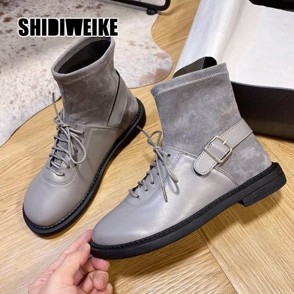 boots 2021 fashion autumn women's suede splicing slip chunky flat with heel ankle buckle va031, Black
boots 2021 fashion autumn women's suede splicing slip chunky flat with heel ankle buckle va031, Black