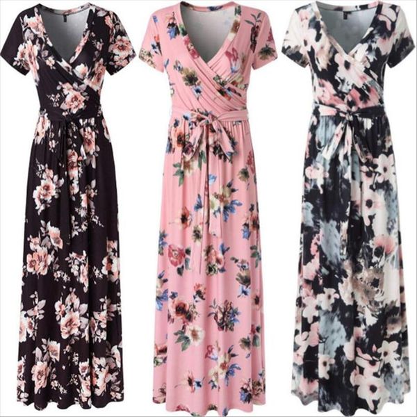 s 3xl elegant women robe summer 2019 short sleeve v neck sashes printed dress plus size beach boho dress long vestidos, Black;gray
s 3xl elegant women robe summer 2019 short sleeve v neck sashes printed dress plus size beach boho dress long vestidos, Black;gray