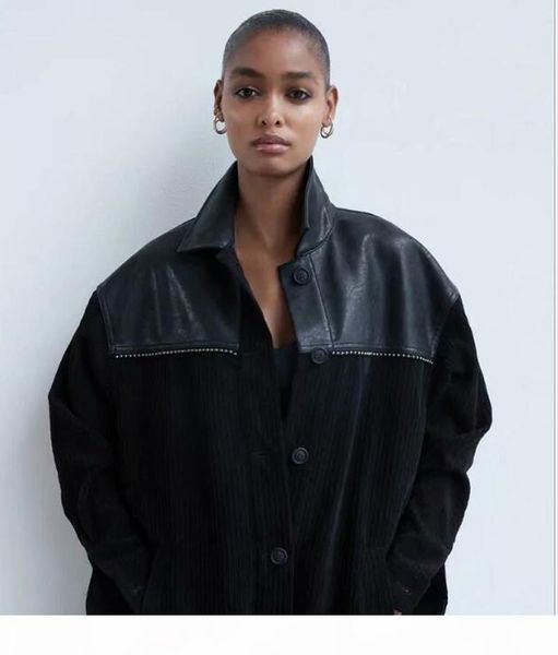 women 2020 fashion patchwork corduroy beads loose jacket coat vintage long sleeve button-up female outerwear chic xs, Black;brown
women 2020 fashion patchwork corduroy beads loose jacket coat vintage long sleeve button-up female outerwear chic xs, Black;brown