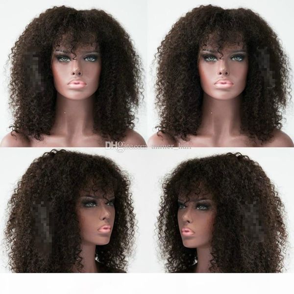 kinky curly human hair wig with bangs for black women short brazilian glueless full lace wig natural color, Black;brown
kinky curly human hair wig with bangs for black women short brazilian glueless full lace wig natural color, Black;brown