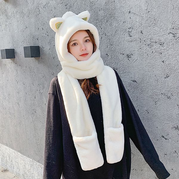 hooded scarf cute girl versatile korean hat collar glove three piece winter plush, Blue;gray
hooded scarf cute girl versatile korean hat collar glove three piece winter plush, Blue;gray