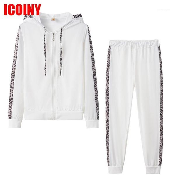 women's tracksuits leopard print 2pcs hooded sports set tracksuits statement sportswear patchwork casual sets cloth + pants1, White
women's tracksuits leopard print 2pcs hooded sports set tracksuits statement sportswear patchwork casual sets cloth + pants1, White