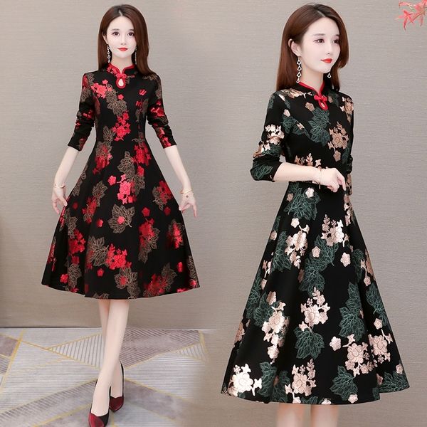 mxhtg cheongsam 2020 new large size improved thin broad lady dress middle-aged mother temperament autumn belly covering cheongsam women', Black;gray
mxhtg cheongsam 2020 new large size improved thin broad lady dress middle-aged mother temperament autumn belly covering cheongsam women', Black;gray