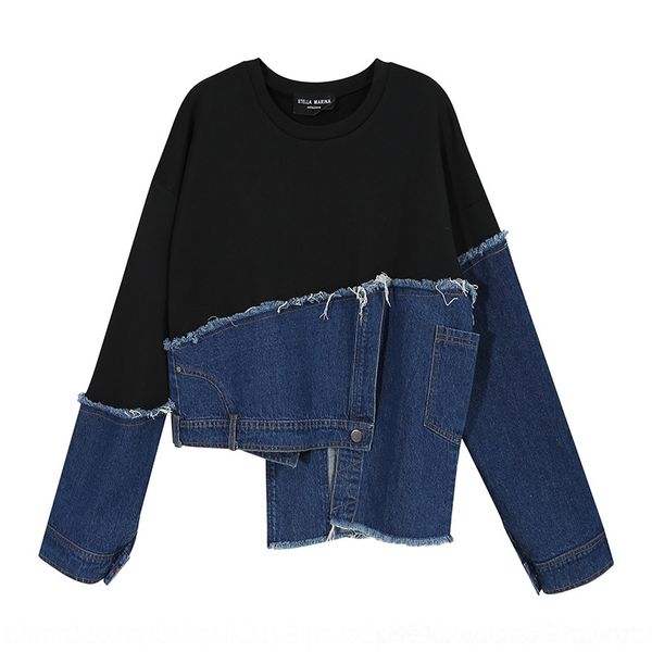 gclda 20 fall/winter new korean style women's clothing denim fashion long sleeve stitching sweater 6626 sweater women's ins of4ja, Black
gclda 20 fall/winter new korean style women's clothing denim fashion long sleeve stitching sweater 6626 sweater women's ins of4ja, Black