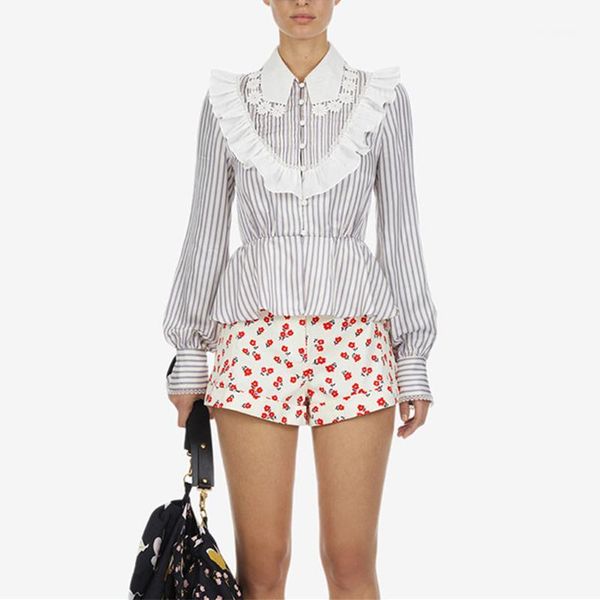 women's blouses & shirts self portrait runway designer 2021 spring women elegant ruffles button long sleeve lace patchwork striped shi, White
women's blouses & shirts self portrait runway designer 2021 spring women elegant ruffles button long sleeve lace patchwork striped shi, White