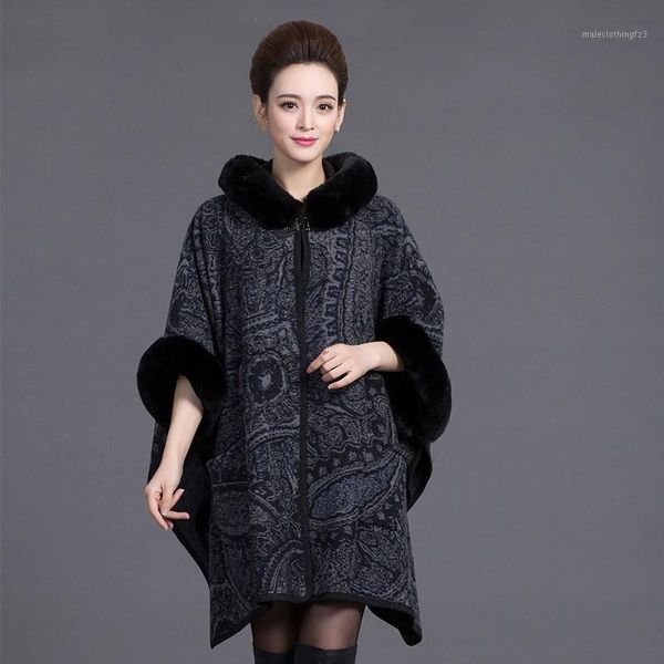 women's cape winter women fur collar cashmere sweater poncho knitting wool cloak batwing sleeve loose thick knitted cardigan capes1, Black
women's cape winter women fur collar cashmere sweater poncho knitting wool cloak batwing sleeve loose thick knitted cardigan capes1, Black