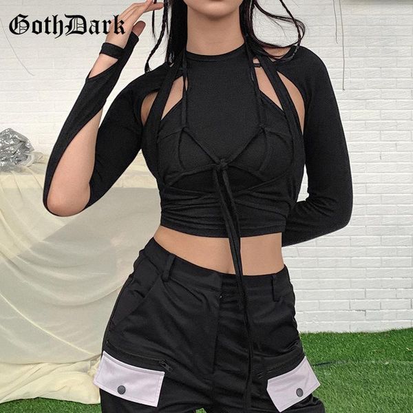 women's t-shirt goth dark gothic bandage chic black t-shirts e-girl bodycon long sleeve patchwork short tees punk halter summer for wo, White
women's t-shirt goth dark gothic bandage chic black t-shirts e-girl bodycon long sleeve patchwork short tees punk halter summer for wo, White