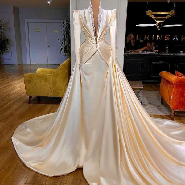 luxury evening dresses with detachable train satin beading long sleeve prom gowns mermaid women robes customize formal party dress, Black;red
luxury evening dresses with detachable train satin beading long sleeve prom gowns mermaid women robes customize formal party dress, Black;red