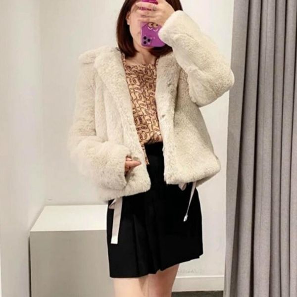women's fur & faux women winter plush jacket warm soft coat france brand long-sleeved hooded female, Black
women's fur & faux women winter plush jacket warm soft coat france brand long-sleeved hooded female, Black