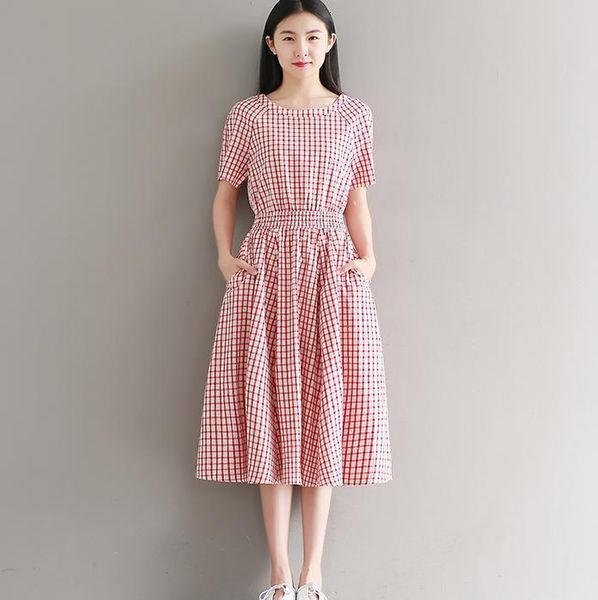 2021 new preppy style 100% cotton literary lattice summer vintage red plaid elastic waist female robe casual women hprs, Black;gray
2021 new preppy style 100% cotton literary lattice summer vintage red plaid elastic waist female robe casual women hprs, Black;gray